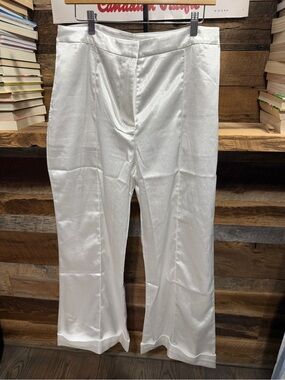 D&M White Satin-Look Wide Leg Pants